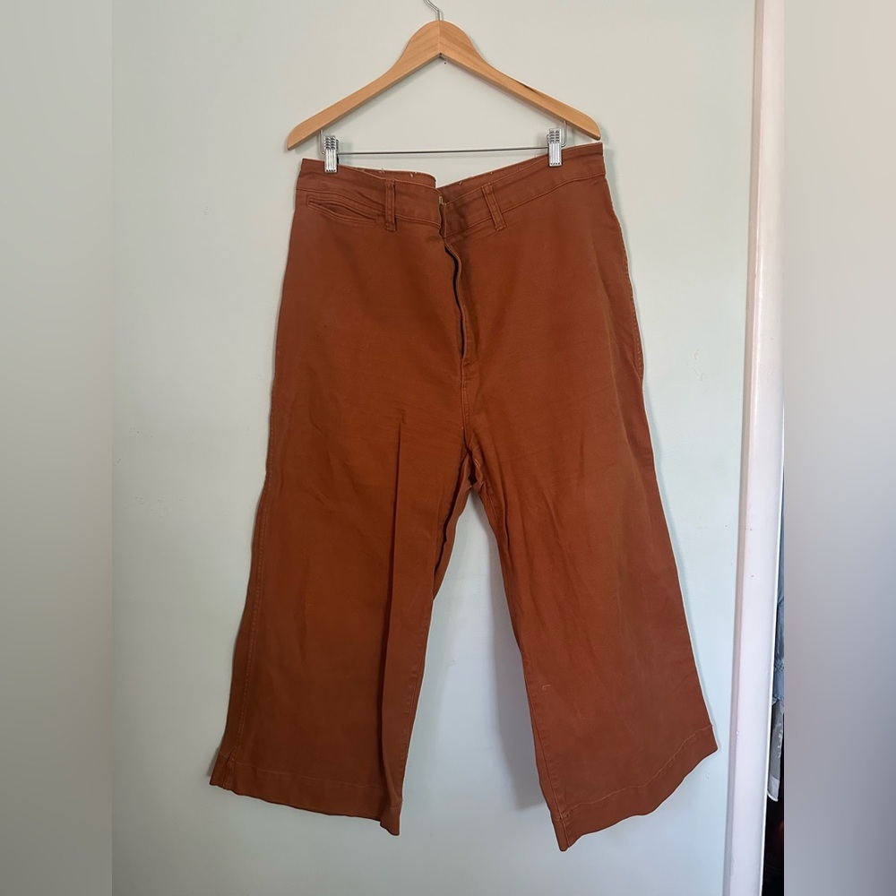 Madewell Wide-Leg Cropped Pants in Rust Brown